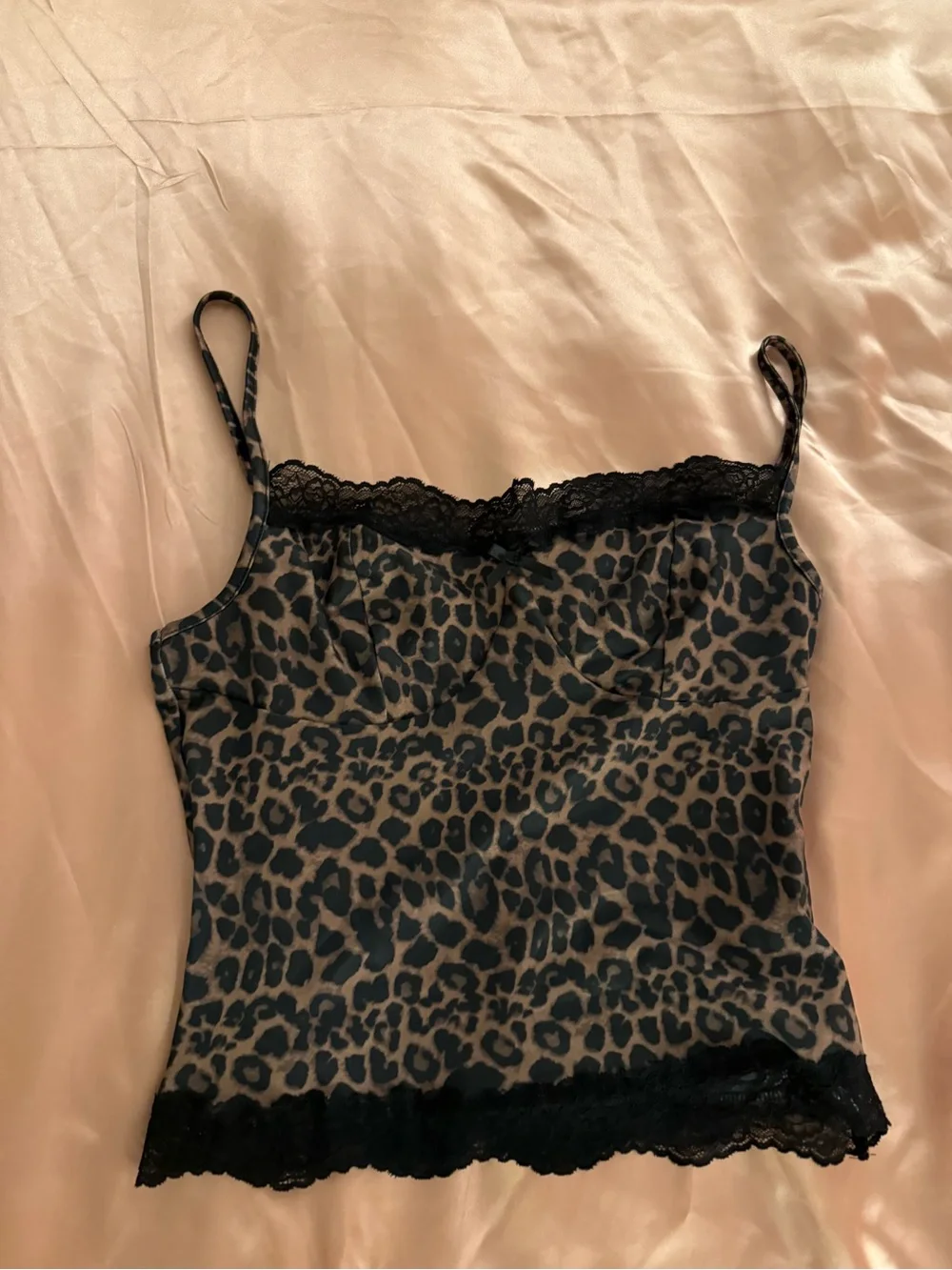 SHEIN Black and Brown Leopard Lace-Trim Cami